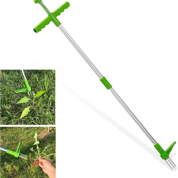 NEW Stand-Up Weeder Root Removal Tool with 3 Stainless Steel Claws, 39" Long NEW - Picture 1 of 6
